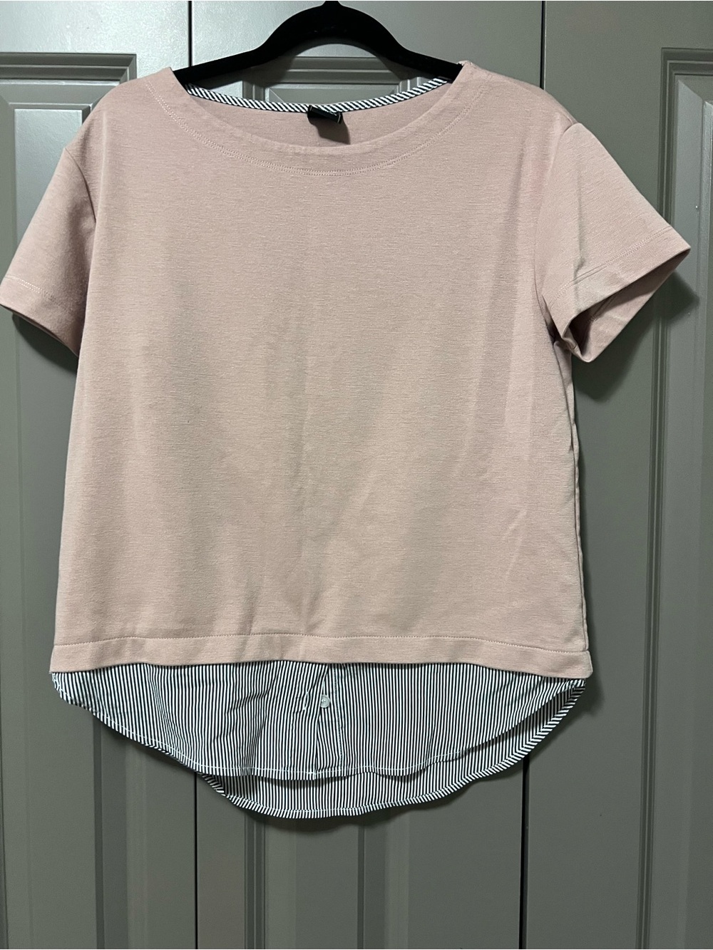 Layered Hem Sweater Top — Blush Pink